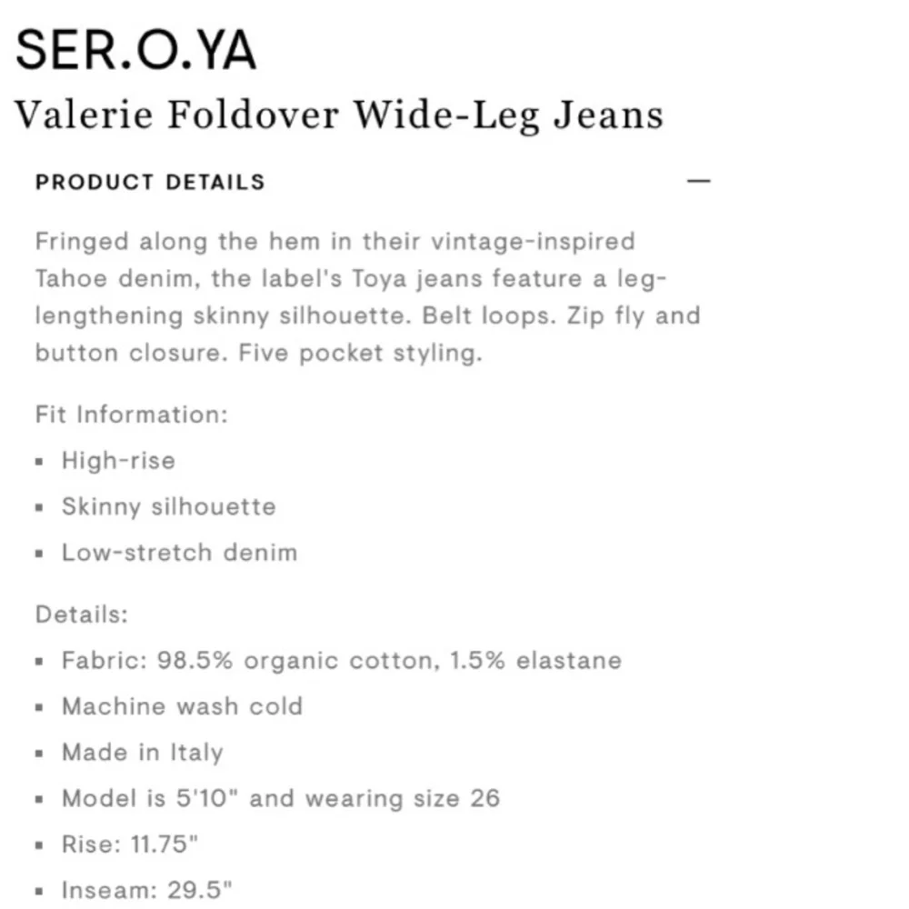 SER.O.YA Valerie Foldover Wild leg Jeans 24 - Picture 4 of 12
